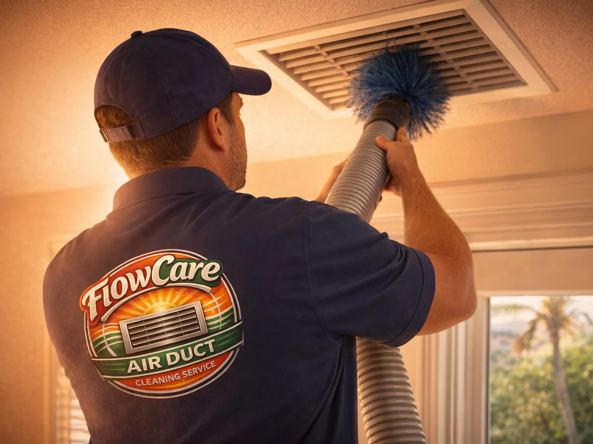 air duct cleaning technician on the job in Lakeland, FL